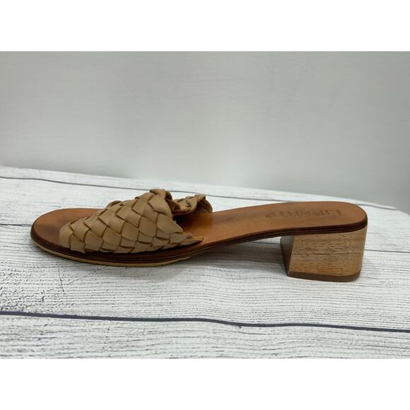 Liberté Santorini Womens Brown Woven Leather Mules Wooden Heel Sandals Size 9 - Picture 5 of 10